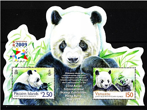 Вануату+Питкерн, Панда, 2009, блок, совместный выпуск